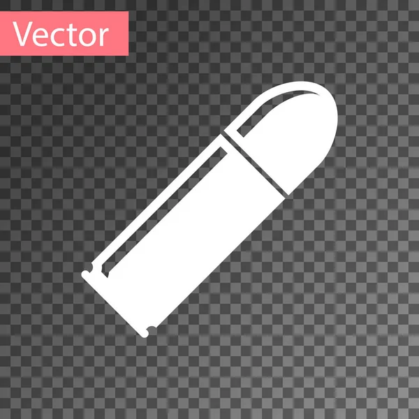 Wit Bullet Pictogram Geïsoleerd Transparante Achtergrond Vectorillustratie — Stockvector
