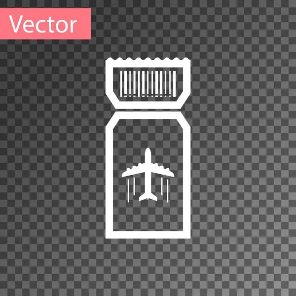 Weißes Symbol Für Flugtickets Auf Transparentem Hintergrund Flugticket Vektorillustration — Stockvektor