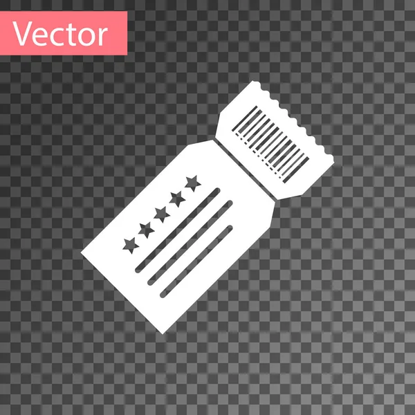 Weißes Ticket Symbol Isoliert Auf Transparentem Hintergrund Vektorillustration — Stockvektor