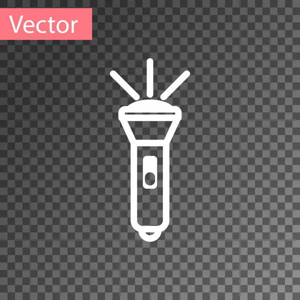 White Flashlight Icon Isolated Transparent Background Vector Illustration — Stock Vector