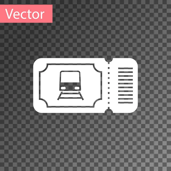 Weißes Zugfahrschein Symbol Auf Transparentem Hintergrund Bahnfahren Vektorillustration — Stockvektor