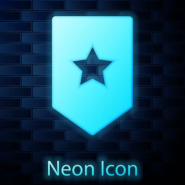 Leuchtende Neon-Chevron-Symbol isoliert auf Backsteinwand Hintergrund. Militärabzeichen. Vektorillustration — Stockvektor
