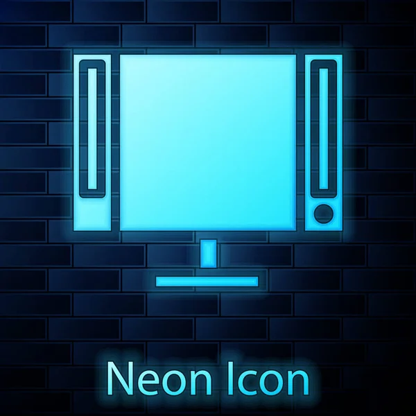 Icono brillante de neón Smart Tv aislado en el fondo de la pared de ladrillo. Señal de televisión. Ilustración vectorial — Archivo Imágenes Vectoriales