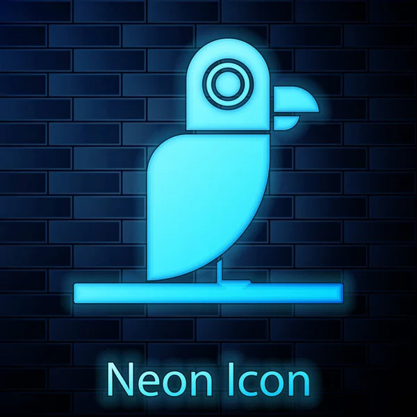 Zářící neon Pirát papoušek ikona izolované na cihlové zdi pozadí. Vektorová ilustrace — Stockový vektor