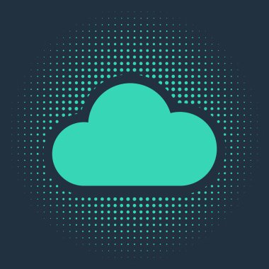 Yeşil Müzik servis simgesi mavi arkaplanda izole edildi. Ses bulutu hesaplama, çevrimiçi medya yayını, online şarkı, ses dalgası. Soyut çember rastgele noktalar. Vektör İllüstrasyonu