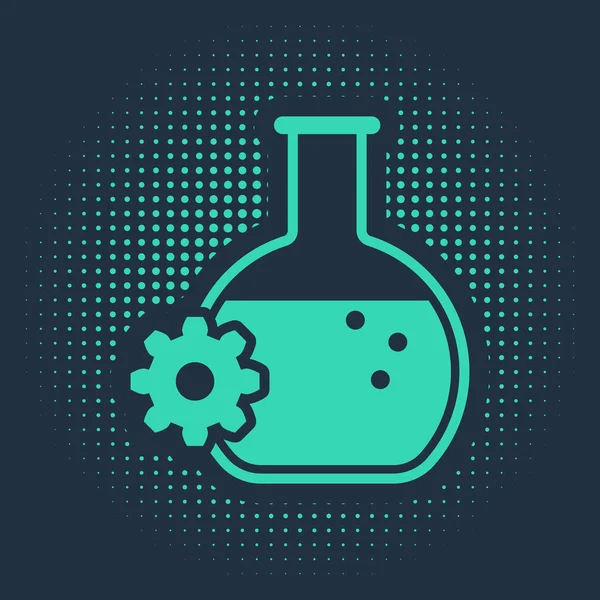 Green Bioengineering icon isolated on blue background. Element of genetics and bioengineering icon. Biology, molecule, chemical icon. Abstract circle random dots. Vector Illustration — Stock Vector