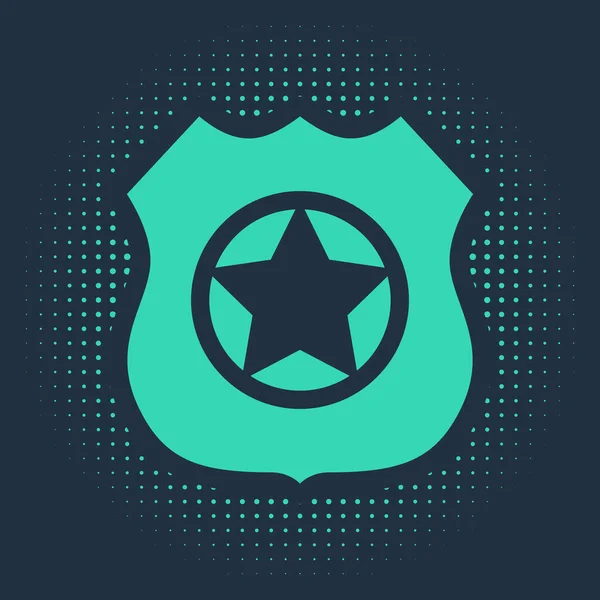 Green Police badge icon isolated on blue background. Sheriff badge sign. Abstract circle random dots. Vector Illustration — ストックベクタ