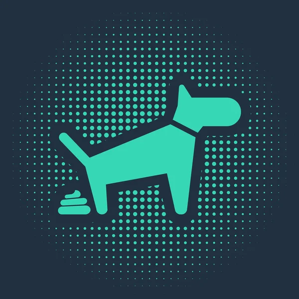 Icono Caca Green Dog Aislado Sobre Fondo Azul Perro Baño — Archivo Imágenes Vectoriales