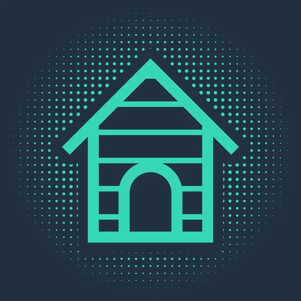 Icône Green Dog House Isolée Sur Fond Bleu Chenil Pour — Image vectorielle
