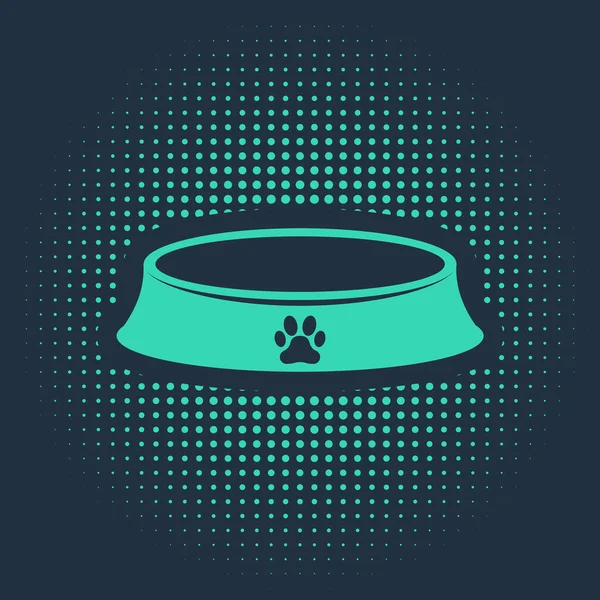 Green Pet Voerbak Voor Kat Hond Pictogram Geïsoleerd Blauwe Achtergrond — Stockvector