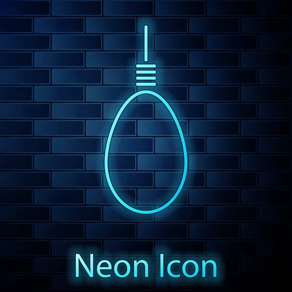 Brilhante Neon Gallows Corda Loop Pendurado Ícone Isolado Fundo Parede —  Vetores de Stock