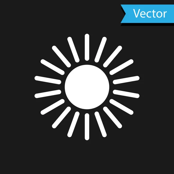 Ícone de sol branco isolado no fundo preto. Ilustração vetorial — Vetor de Stock