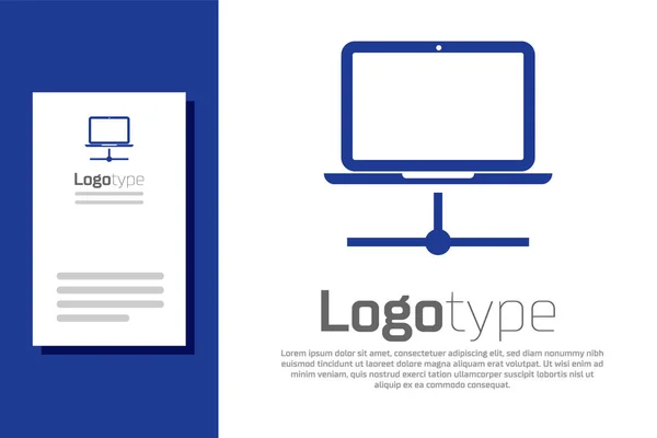 Icône de réseau informatique bleu isolé sur fond blanc. Réseau d'ordinateurs portables. Connexion Internet. Modèle de conception de logo élément. Illustration vectorielle — Image vectorielle