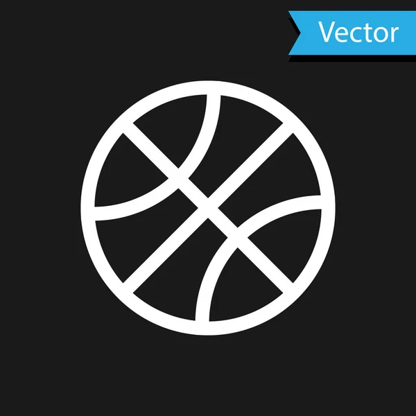 Weißes Basketballsymbol isoliert auf schwarzem Hintergrund. Sport-Symbol. Vektorillustration — Stockvektor