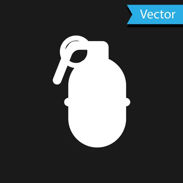 Icône Grenade blanche isolée sur fond noir. Explosion de bombe. Illustration vectorielle — Image vectorielle