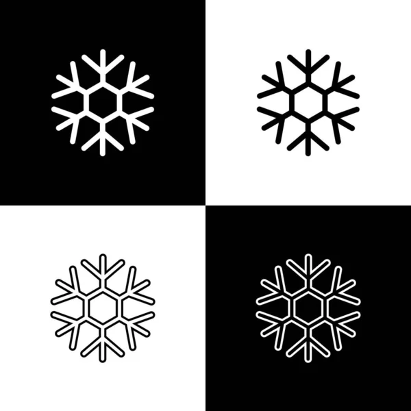 Set Snowflake icon isolated on black and white background. Vector Illustration — Stock Vector