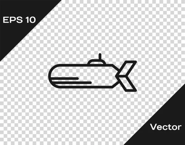 Icono submarino gris aislado sobre fondo transparente. Nave militar. Ilustración vectorial — Vector de stock