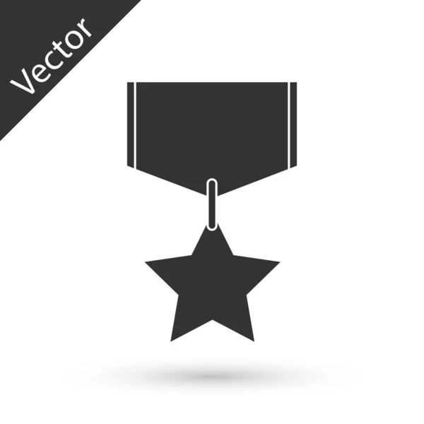 Grey Military reward medal icon isolated on white background. Army sign. Vector Illustration — Stock Vector