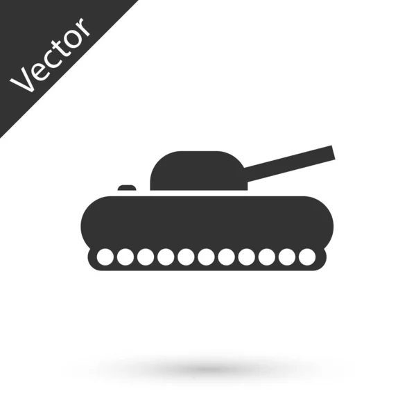 Ícone de tanque militar cinza isolado no fundo branco. Ilustração vetorial — Vetor de Stock