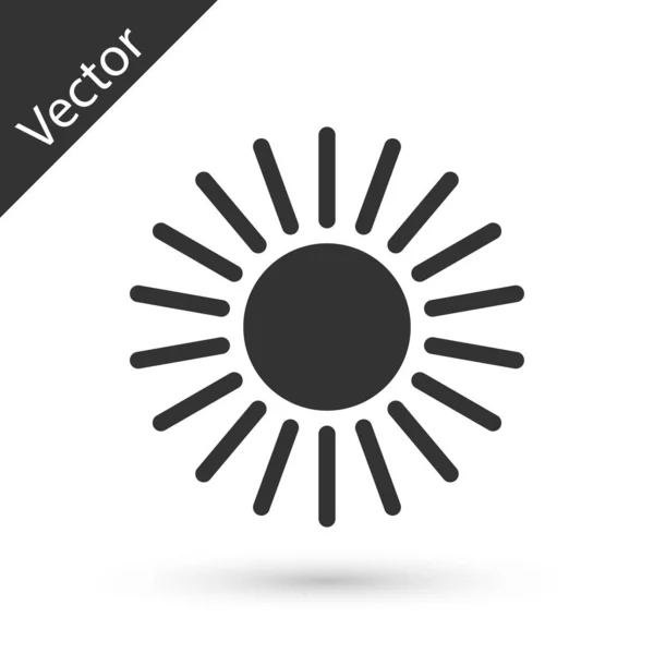 Icono de sol gris aislado sobre fondo blanco. Ilustración vectorial — Archivo Imágenes Vectoriales