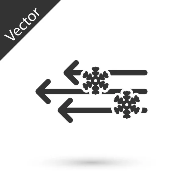 Icono de viento gris y nieve aislado sobre fondo blanco. Clima ventoso. Ilustración vectorial — Vector de stock