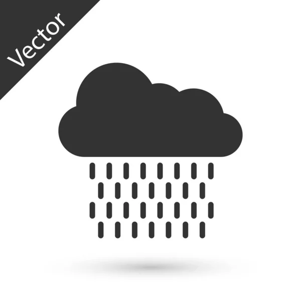 Серый с иконой дождя на белом фоне. Осадки дождевых облаков с капельками дождя. Векторная миграция — стоковый вектор