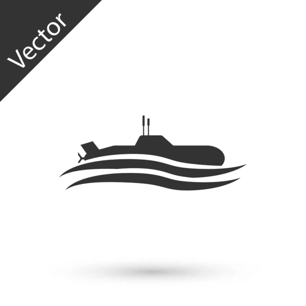 Иконка серой подводной лодки изолирована на белом фоне. Военный корабль. Векторная миграция — стоковый вектор