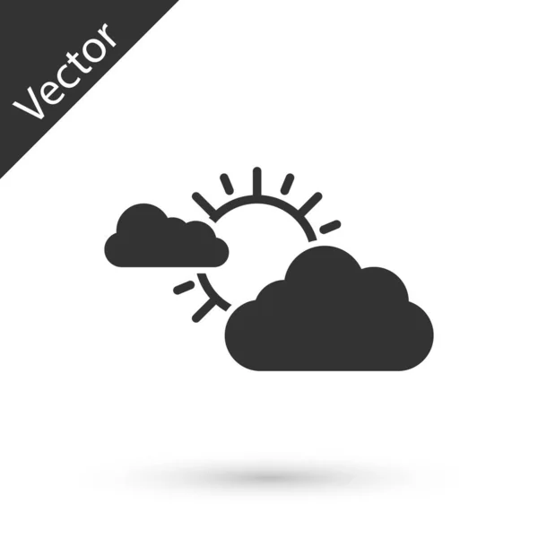 Icône météo gris soleil et nuages isolée sur fond blanc. Illustration vectorielle — Image vectorielle