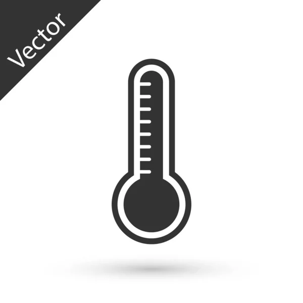 Grey Meteorology thermometer measuring heat and cold icon isolated on white background. Thermometer equipment showing hot or cold weather. Vector Illustration — Stock Vector