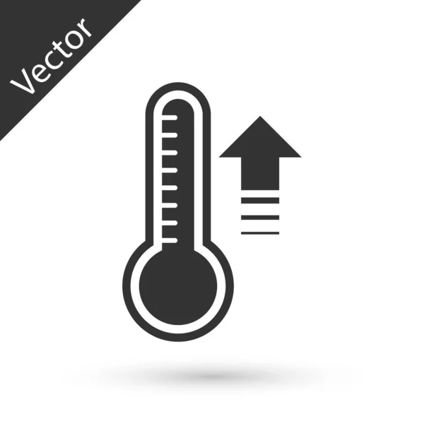 Das graue Meteorologie-Thermometer misst Hitze und Kälte isoliert auf weißem Hintergrund. Thermometerausrüstung, die heißes oder kaltes Wetter zeigt. Vektorillustration — Stockvektor