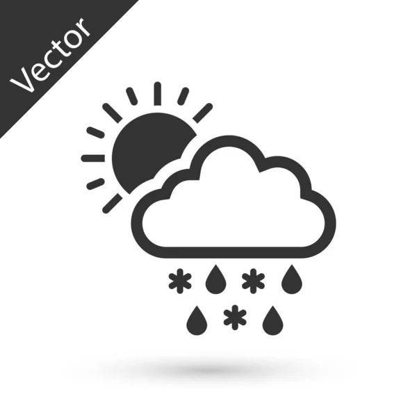Grey Cloud with snow, rain and sun icon isolated on white background. Weather icon. Vector Illustration — Stock Vector