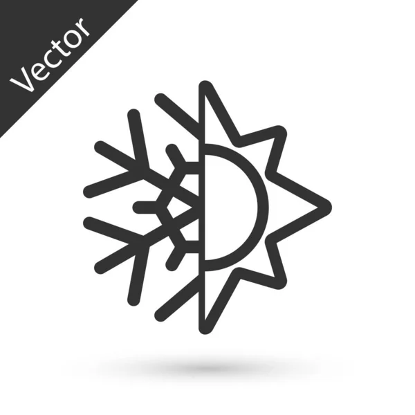 Gris Symbole Chaud Froid Icône Soleil Flocon Neige Isolée Sur — Image vectorielle