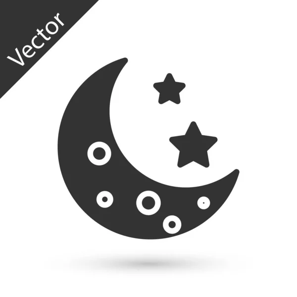 Иконка Серая Луна Звезды Выделены Белом Фоне Векторная Миграция — стоковый вектор