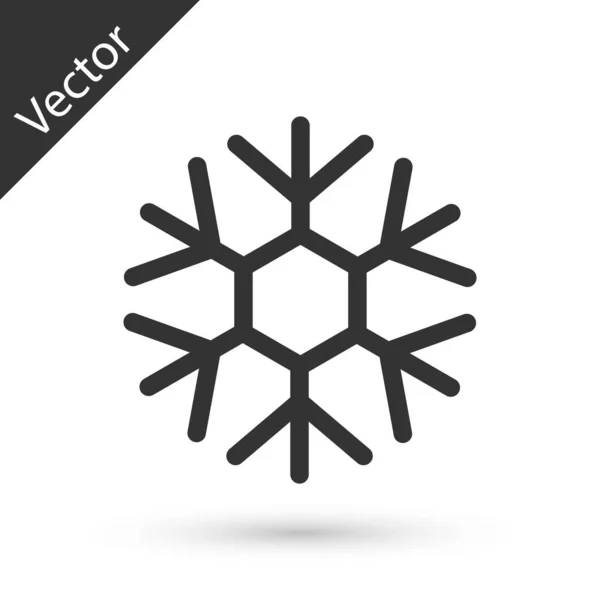 Ícone Floco Neve Cinza Isolado Fundo Branco Ilustração Vetorial — Vetor de Stock