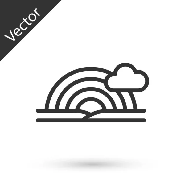 Grauer Regenbogen Mit Wolkensymbol Auf Weißem Hintergrund Vektorillustration — Stockvektor