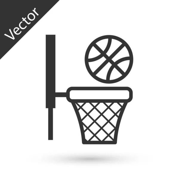 Grauer Basketballball Und Basketballsymbol Isoliert Auf Weißem Hintergrund Ball Basketballkorb — Stockvektor