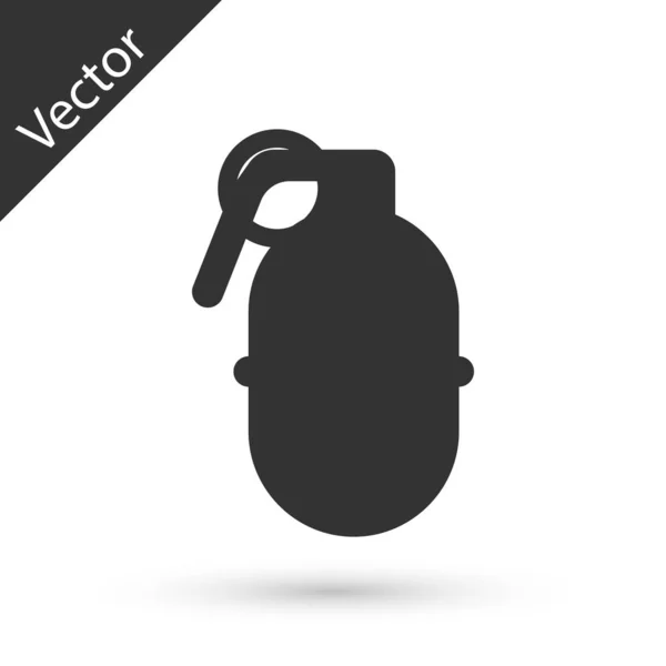 Grey Hand Grenade Icon Isolated White Background Bomb Explosion Vector — Stock Vector