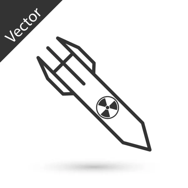 Icono Cohete Nuclear Gris Aislado Sobre Fondo Blanco Bomba Cohete — Vector de stock