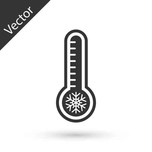 灰色気象温度計は 白い背景に隔離された熱と冷たいアイコンを測定します 高温または低温を示す温度計機器 ベクターイラスト — ストックベクタ