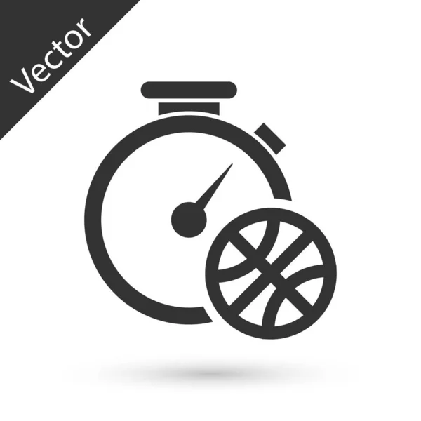 Chronomètre Gris Avec Ballon Basket Intérieur Icône Isolé Sur Fond — Image vectorielle