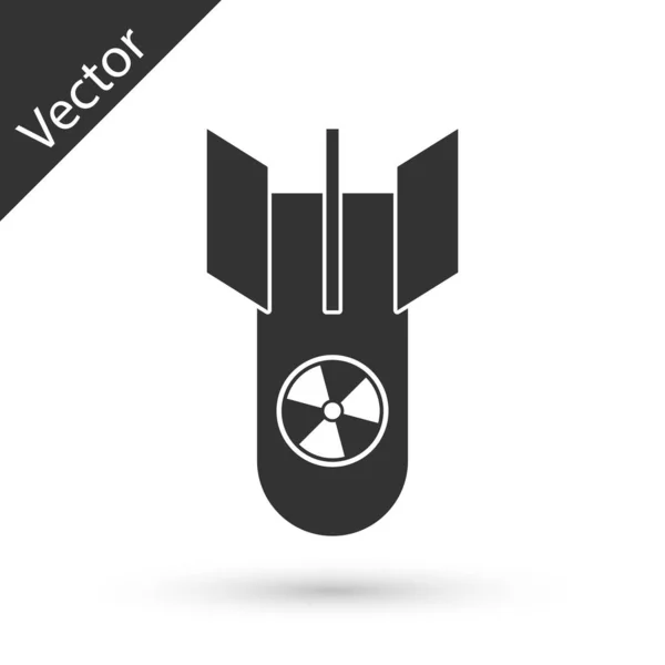 Иконка Серой Атомной Бомбы Изолирована Белом Фоне Ракетная Бомба Падает — стоковый вектор