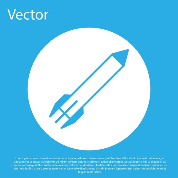 Blaues Raketensymbol isoliert auf blauem Hintergrund. weißer Kreis-Knopf. Vektorillustration — Stockvektor