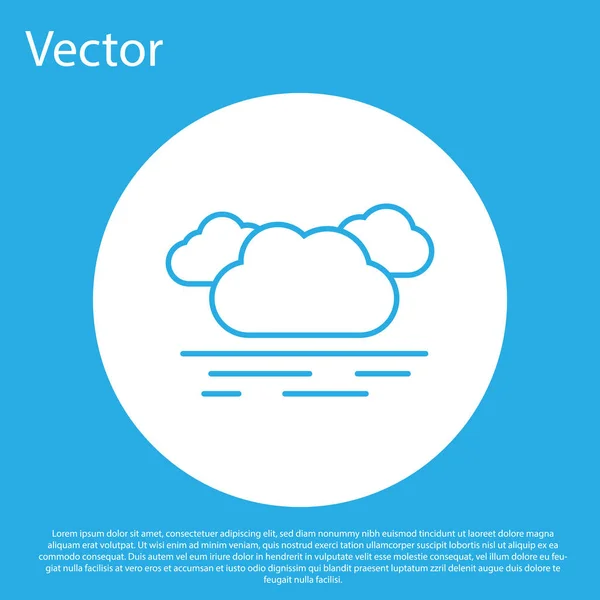 Icono de Nube Azul aislado sobre fondo azul. Botón círculo blanco. Ilustración vectorial — Vector de stock