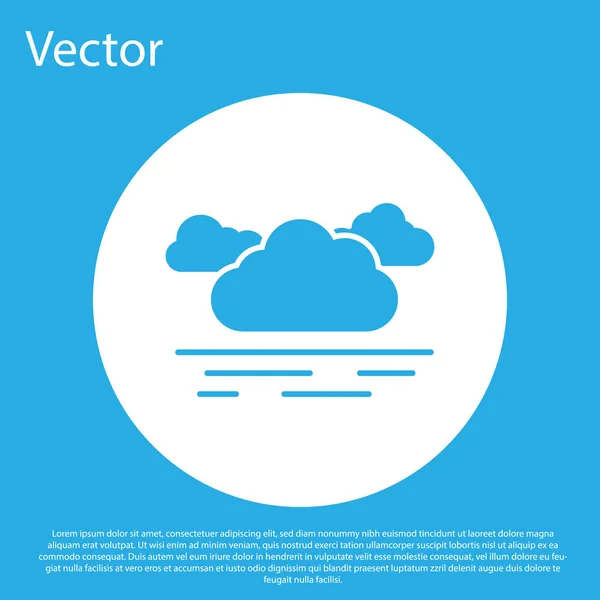 Icono de Nube Azul aislado sobre fondo azul. Botón círculo blanco. Ilustración vectorial — Vector de stock