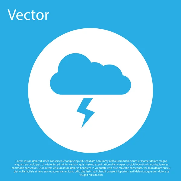 Blaues Sturmsymbol Isoliert Auf Blauem Hintergrund Wolke Und Blitz Wetter — Stockvektor