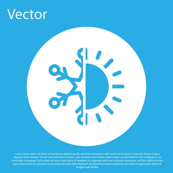 Bleu Symbole Chaud Froid Icône Soleil Flocon Neige Isolée Sur — Image vectorielle