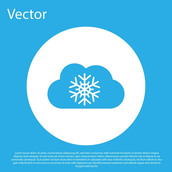 Nube Azul Con Icono Nieve Aislado Sobre Fondo Azul Nube — Vector de stock