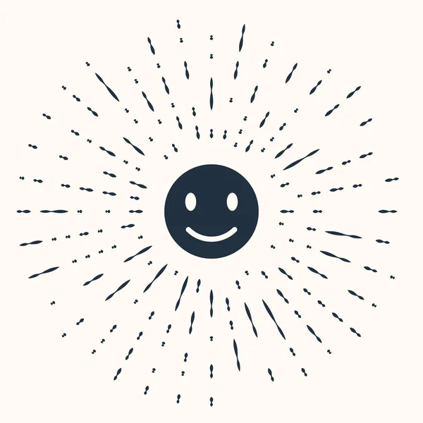 Ícone Rosto Grey Smile Isolado Fundo Bege Emoticon Sorridente Feliz — Vetor de Stock