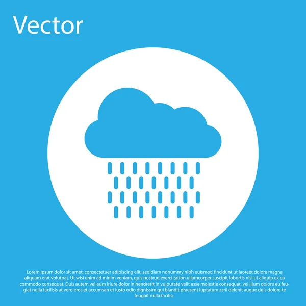 Nube Azul Con Icono Lluvia Aislado Sobre Fondo Azul Precipitación — Vector de stock