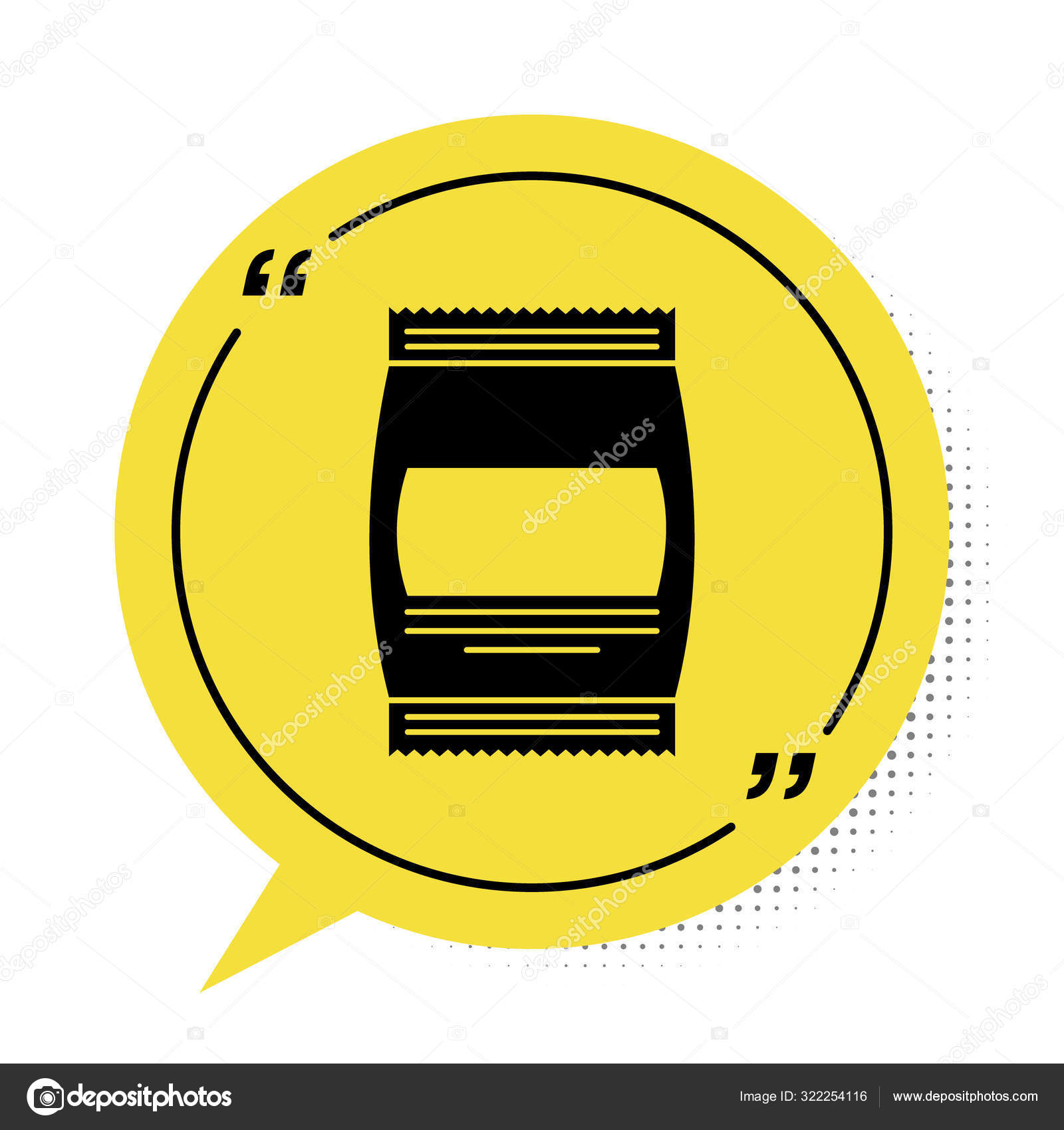 白い背景に隔離された食品アイコンの黒い袋 動物のための食品 ペットフードのパッケージ 黄色のスピーチバブルシンボル ベクターイラスト ストックベクター C Vectorvalera Gmail Com